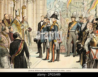 Koenig Friedrich Wilhelm IV. , König Frederick Wilhelm IV. Besuch des Kölner Doms 1848, Geschichte der Hohenzollern, Preußen, Illustration 1899 Stockfoto