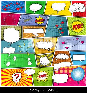 Abstraktes Set von Comic-Vorlagen Stock Vektor