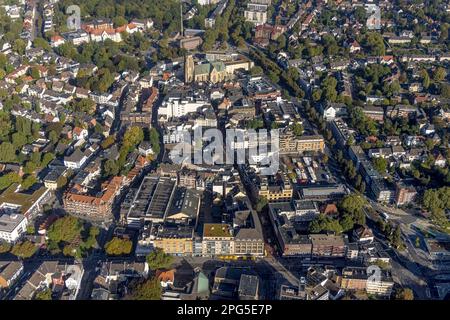 Luftaufnahme, Fußgängerzone und wöchentlicher Markt am Springemarkt City Buer-Mitte mit der katholischen Provosterkirche St. Urbanus im Bezirk Stockfoto