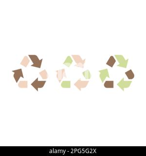 Zuordnungen und Symbole Sustainability. Symbole für Recycling, Müllsortierung. Design auf weißem Hintergrund für Ihre Zwecke Symbole für Anwendungen und Standorte zum Thema Ökologie. Vektordarstellung Stock Vektor