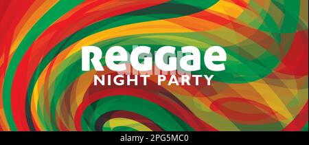 Künstlerischer Hintergrund für Reggae Night Party Flyer mit Wirbel. Breites grafisches Vektormuster. CMYK-Farben Stock Vektor