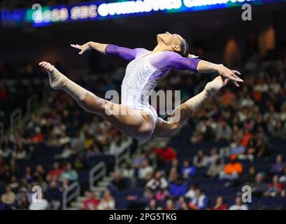 18. März 2023: Haleigh Bryant von LSU tritt während der SEC Gymnastics Championships 2023 in der Gas South Arena in Duluth, GA Kyle Okita/CSM, in der Bodenübung an Stockfoto