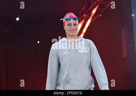 Emma Terebo während eines neuen Schwimmwettbewerbs, den Giant Open am 19. März 2023, im Dom von Saint-Germain-en-Laye, Frankreich. Foto: Victor Joly/ABACAPRESS.COM Stockfoto