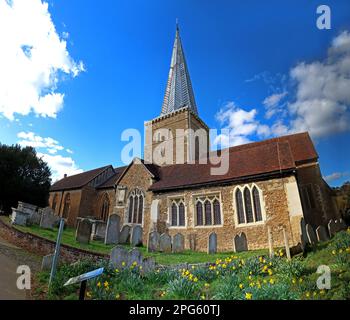 St. Peter & Paul Sandsteinkirche, Borough Rd, Godalming, Surrey, England, Großbritannien, GU7 2AG - Gebäude der Kategorie I Stockfoto