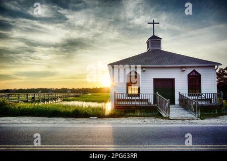 Pawleys Island, Pawleys Island Kapelle, Kapelle, Kirche, South Carolina, Auf dem Wasser, Sumpf, Religion, Gottesdienst, Bete, Orientierungspunkt Stockfoto