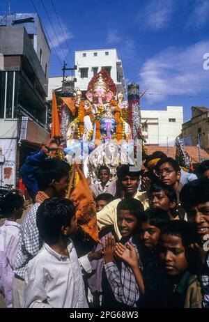 Ganesh oder Ganpati Festival, Elefantenhauptmann in Coimbatore, Tamil Nadu, Indien, Asien Stockfoto