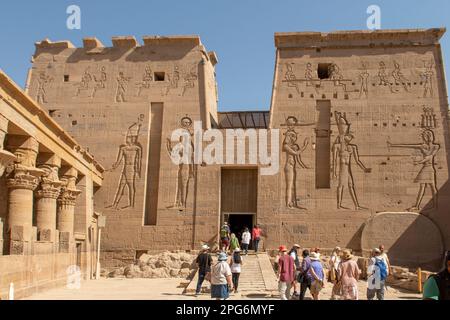 Philae Tempel, in der Nähe von Assuan, Ägypten Stockfoto