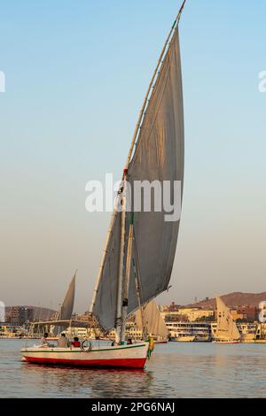 Feluke auf dem Nil, Assuan, Ägypten Stockfoto