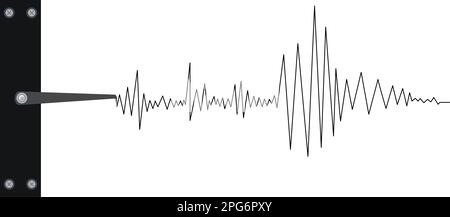 Erdbeben- oder Lügendetektortest mit roter Welle. Stock Vektor