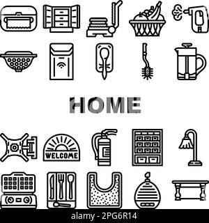Heim Innenraum Design Ikonen setzen Vektor Stock Vektor