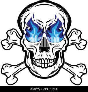 Vektor eines Schädels in Feuerflammen Stock Vektor