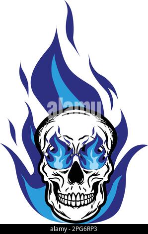 Vektor eines Schädels in Feuerflammen Illustration Stock Vektor