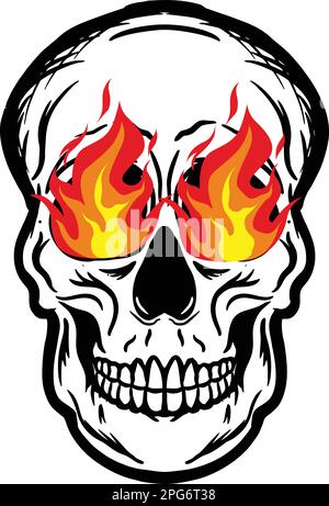 Vektor eines Schädels in Feuerflammen Stock Vektor