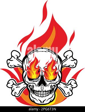 Vektor eines Schädels in Feuerflammen Stock Vektor