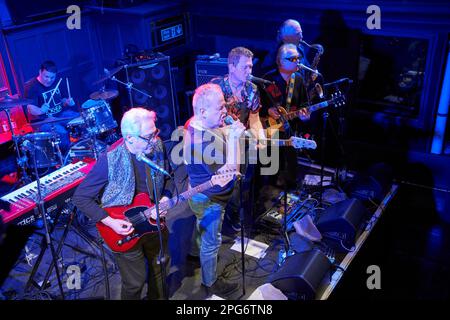 Die Blockheads treten in den Acapela Studios auf, Pentyrch, März 2023 Stockfoto