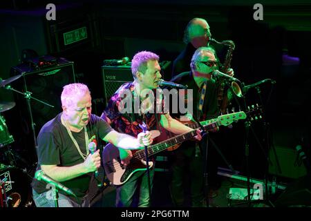 Die Blockheads treten in den Acapela Studios auf, Pentyrch, März 2023 Stockfoto