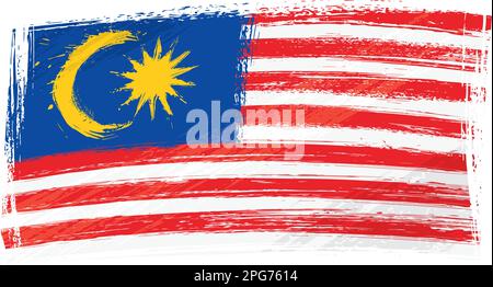 Die Nationalflagge Malaysias wurde im Grunge-Stil kreiert Stock Vektor