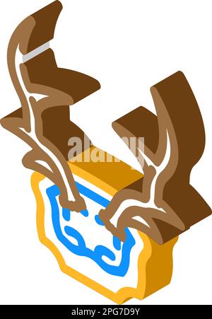 Vektordarstellung des isometrischen Symbols von Schädel-Hirsch-Horn-Tieren Stock Vektor