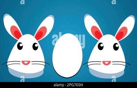 Osterhase und Ei auf blauem Hintergrund. Vektordarstellung. Stock Vektor