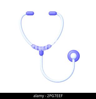 Stethoskop 3D, großartiges Design für alle Zwecke. Symbol für Konzeptdesign. Medizinisches Symbol. Gesundheitskonzept. 3D-Vektordarstellung isoliert Stock Vektor