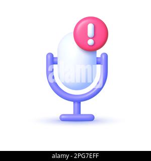 Alarm 3D auf weißem Hintergrund. Symbol für Nachrichtenbenachrichtigung. Darstellung isolierter Vektoren Stock Vektor