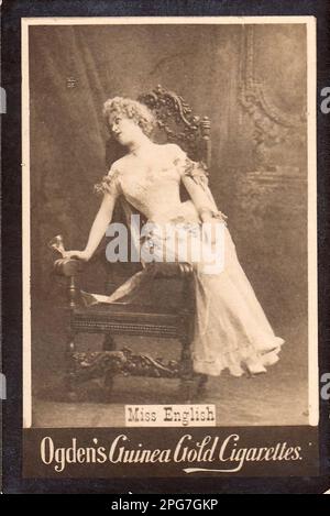 Portrait von Miss English - Vintage Cigarette Card, Victorian Epoche Stockfoto
