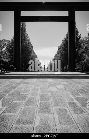 Daiichi Torii (erster Shinto-Schrein) am Yasukuni-Schrein in Tokio, Japan Stockfoto