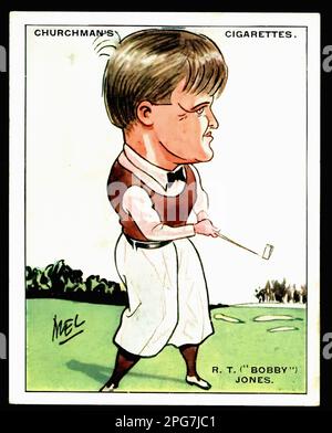 Porträt von Golfer Bobby Jones - alte Zigarettenkarte Stockfoto