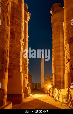 Lichtshow im Karnak Tempel, Luxor, Ägypten Stockfoto