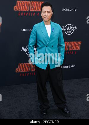 HOLLYWOOD, LOS ANGELES, KALIFORNIEN, USA - MÄRZ 20: Schauspieler, Kampfkünstler und Action Director Donnie Yen aus Hongkong trifft auf der Los Angeles Premiere von Lionsgate „John Wick: Chapter 4" ein, die am 20. März 2023 im TCL Chinese Theatre IMAX in Hollywood, Los Angeles, Kalifornien, USA stattfindet. (Foto von Xavier Collin/Image Press Agency) Stockfoto