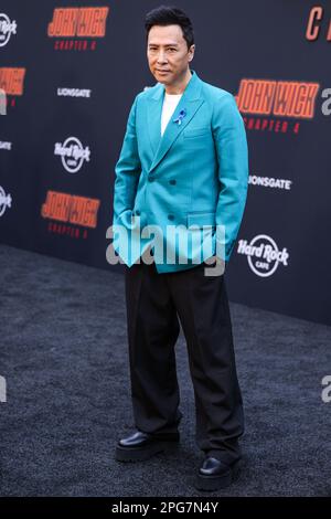 HOLLYWOOD, LOS ANGELES, KALIFORNIEN, USA - MÄRZ 20: Schauspieler, Kampfkünstler und Action Director Donnie Yen aus Hongkong trifft auf der Los Angeles Premiere von Lionsgate „John Wick: Chapter 4" ein, die am 20. März 2023 im TCL Chinese Theatre IMAX in Hollywood, Los Angeles, Kalifornien, USA stattfindet. (Foto von Xavier Collin/Image Press Agency) Stockfoto