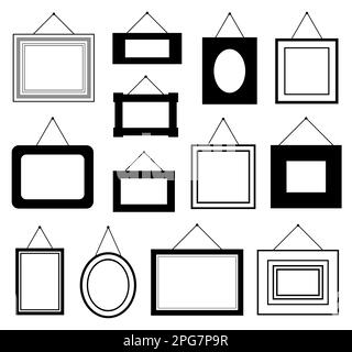 Sammlung verschiedener, auf Weiß isolierter Bilderrahmen Stockfoto