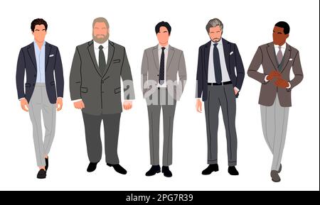 Elegantes Set aus Geschäftsleuten in formellem Outfit. Stock Vektor