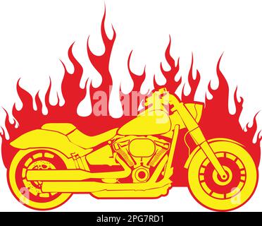 Fahrrad auf Feuer Vektor Vintage Illustration Stock Vektor