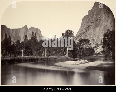 Blick von Camp Grove, Yosemite 1861 von Carleton E. Watkins Stockfoto