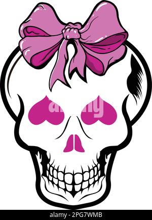 Rosa Punk Skull Mädchen oder Girlie Vektor Illustration Stock Vektor