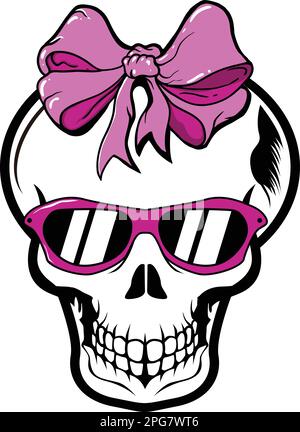 Rosa Punk Skull Mädchen oder Girlie Vektor Illustration Stock Vektor