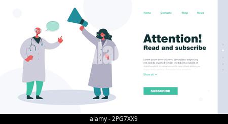 Lächelnde Ärztin mit Megafon Stock Vektor