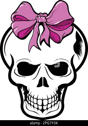 Rosa Punk Skull Mädchen oder Girlie Vektor Illustration Stock Vektor