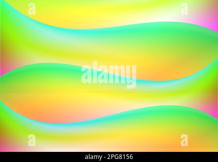 Abstrakter Hintergrund mit glatten Wellenlinien. Welliges abstraktes Grün, Gelb und Violett Stockfoto