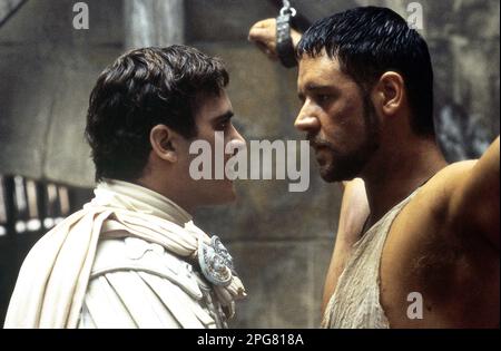 Gladiator Joaquin Phoenix & Russell Crowe Stockfoto