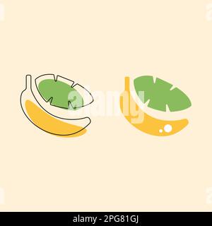 Symbol für Bananenstriche Logo Vektordarstellung, lineares Umrisszeichen isoliert auf beigem Hintergrund Stock Vektor