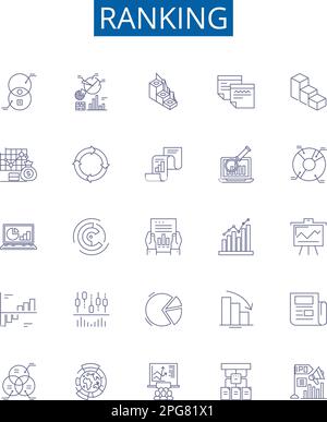 Symbole für die Rangfolge der Linien Zeichen wurden festgelegt. Design-Sammlung von Ranking, Rank, Place, Position, Order, Konzeptdarstellungen für Bewertung, Klassifizierung, Gliederung bewerten Stock Vektor