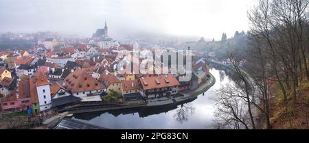 Panoramablick von Cesky Krumlov, Tschechische Republik Stockfoto