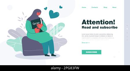 Glückliche Araberin, die Koran umarmt Stock Vektor