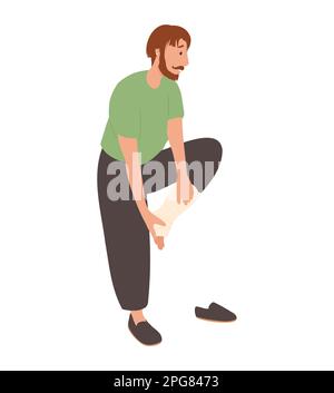 Verputzter Fuß, gebrochenes Bein im Gips Stock Vektor