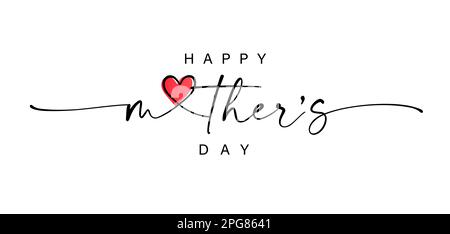 Happy Mother's Day wishes with heart (alles gute zum Muttertag). Kalligraphie zum Muttertag, elegante beste Zitate für Banner oder Grußkarten. Vektordarstellung Stock Vektor