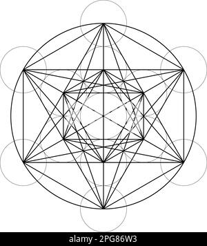 Geometrische Abbildungen. Vektordarstellung der heiligen Geometrie Davids Star und Metatron Cube Stock Vektor