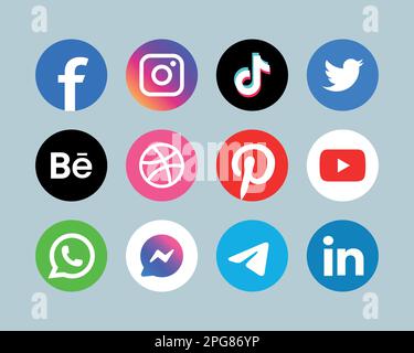 Beliebte Logosymbole Für Soziale Medien Stock Vektor