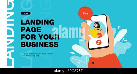 Die Hand des Vaters hält das Telefon mit Mutter und Sohn auf dem Bildschirm Stock Vektor